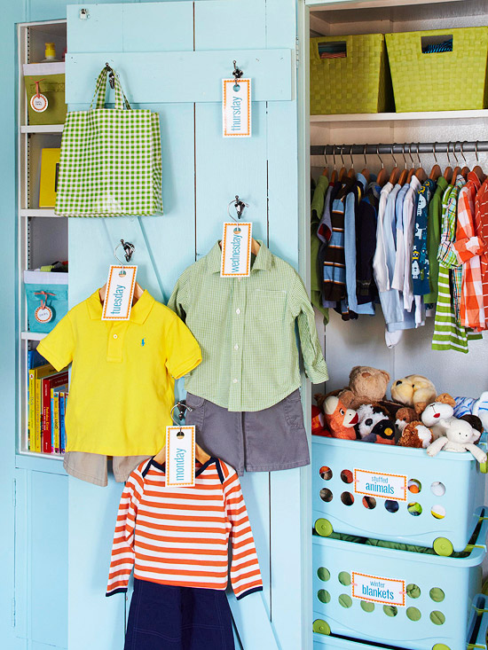 Home interior, closet and children's clothes
