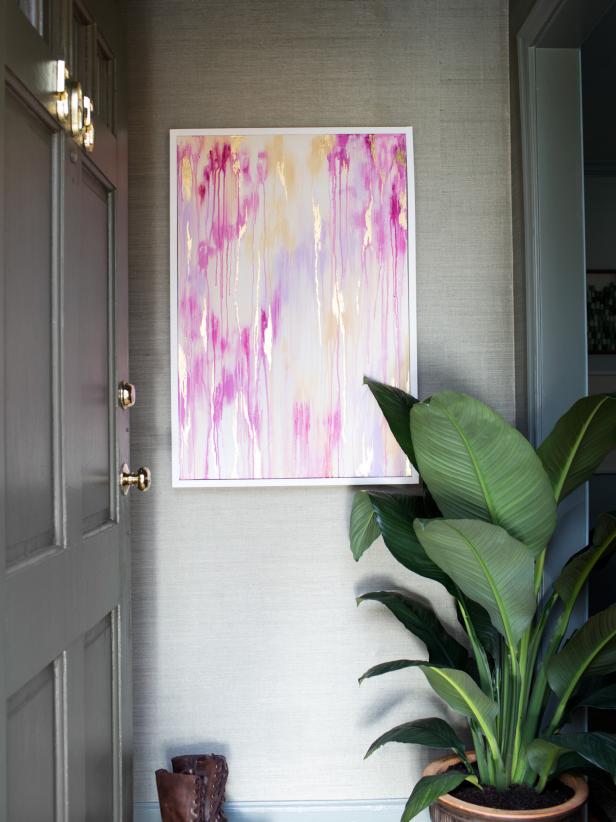 Home entryway with abstract art