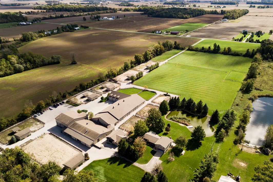 Aerial shot of property.